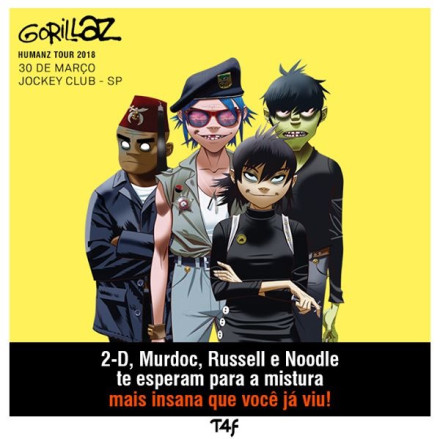 Gorillaz vem ao Brasil pela primeira vez em março com a Humanz Tour