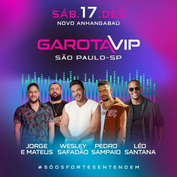Wesley Safadão anuncia a volta do Garota VIP em São Paulo com super line-up no Vale do Anhangabaú