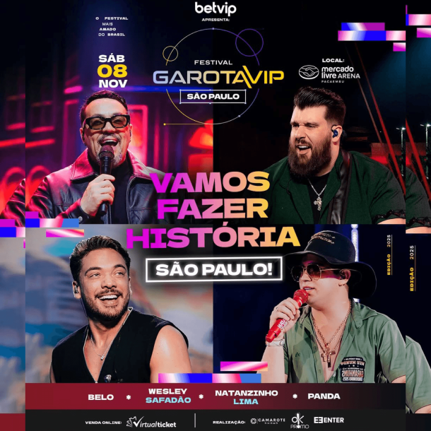 Garota VIP Festival: Wesley Safadão anuncia edição histórica em São Paulo no Mercado Livre Arena Pacaembu