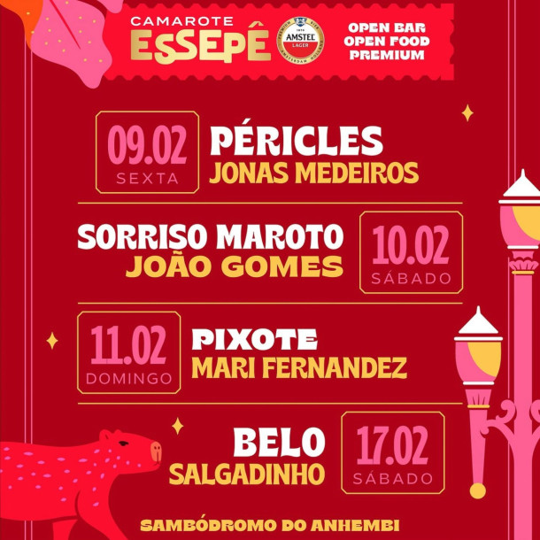 Camarote Essepê 2024 é o mais novo camarote do Sambódromo do Anhembi e conta com Belo, Péricles e muito mais.