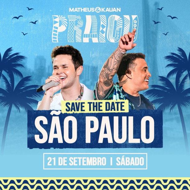 Praiou da dupla Matheus & Kauan retorna ao Parque Ibirapuera para show histórico