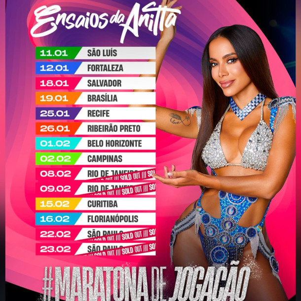 Anitta inicia maratona de Pré Carnaval da turnê ‘Ensaios da Anitta’ pelo Brasil